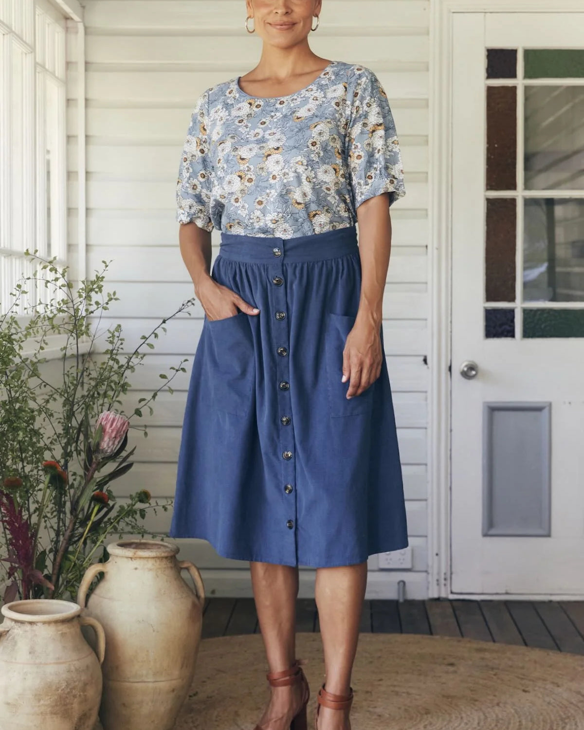 Tilly Skirt Corduroy Ocean Skirts MahaShe