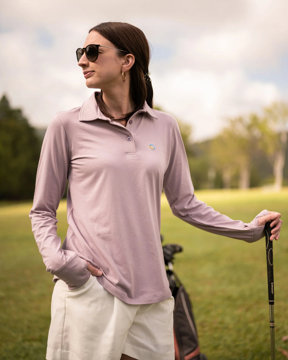 Classic Women Long Sleeve Polo Lilac Tops Tusk and Roo