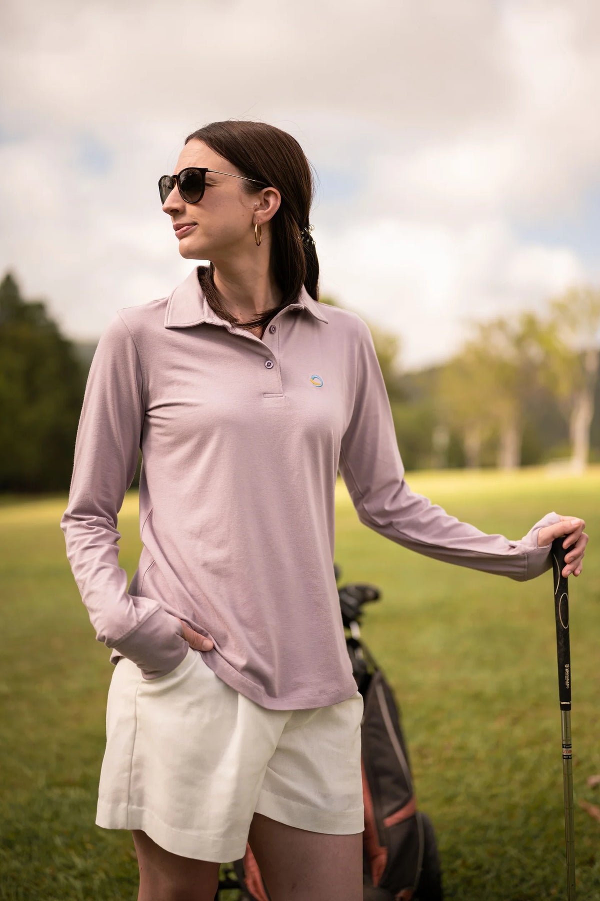 Classic Women Long Sleeve Polo Lilac Tops Tusk and Roo