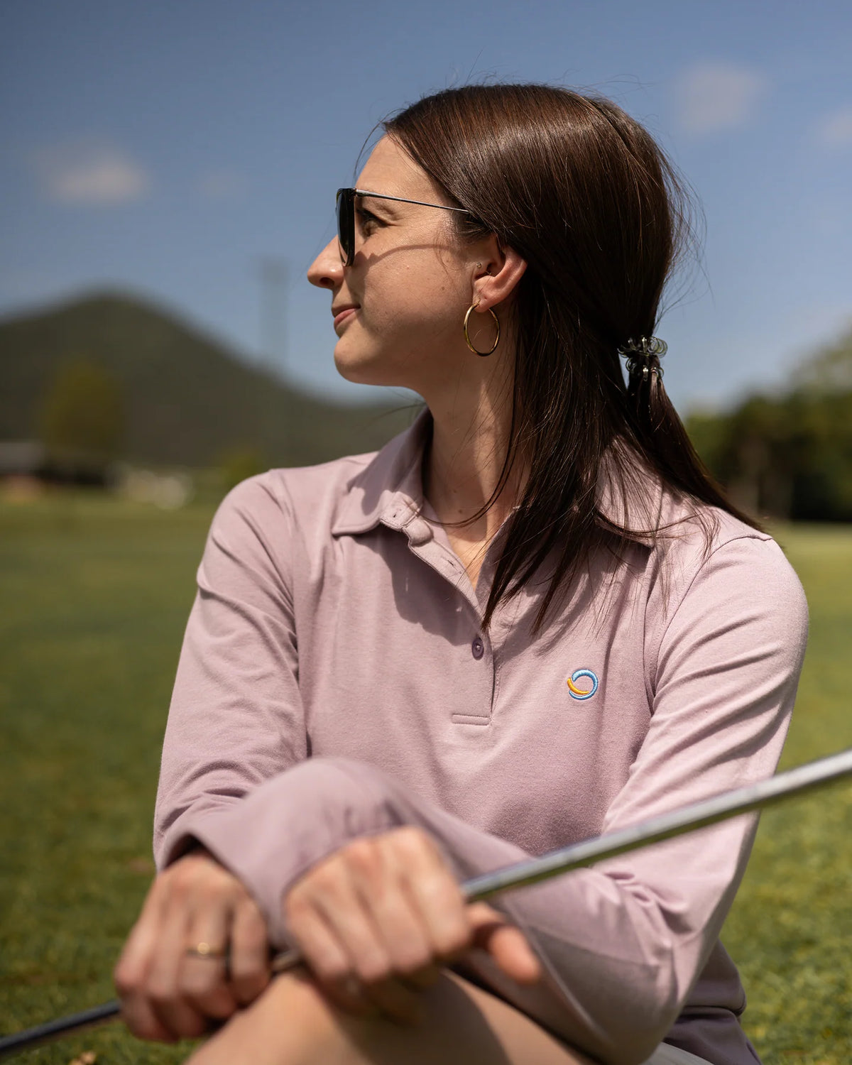 Classic Women Long Sleeve Polo Lilac Tops Tusk and Roo