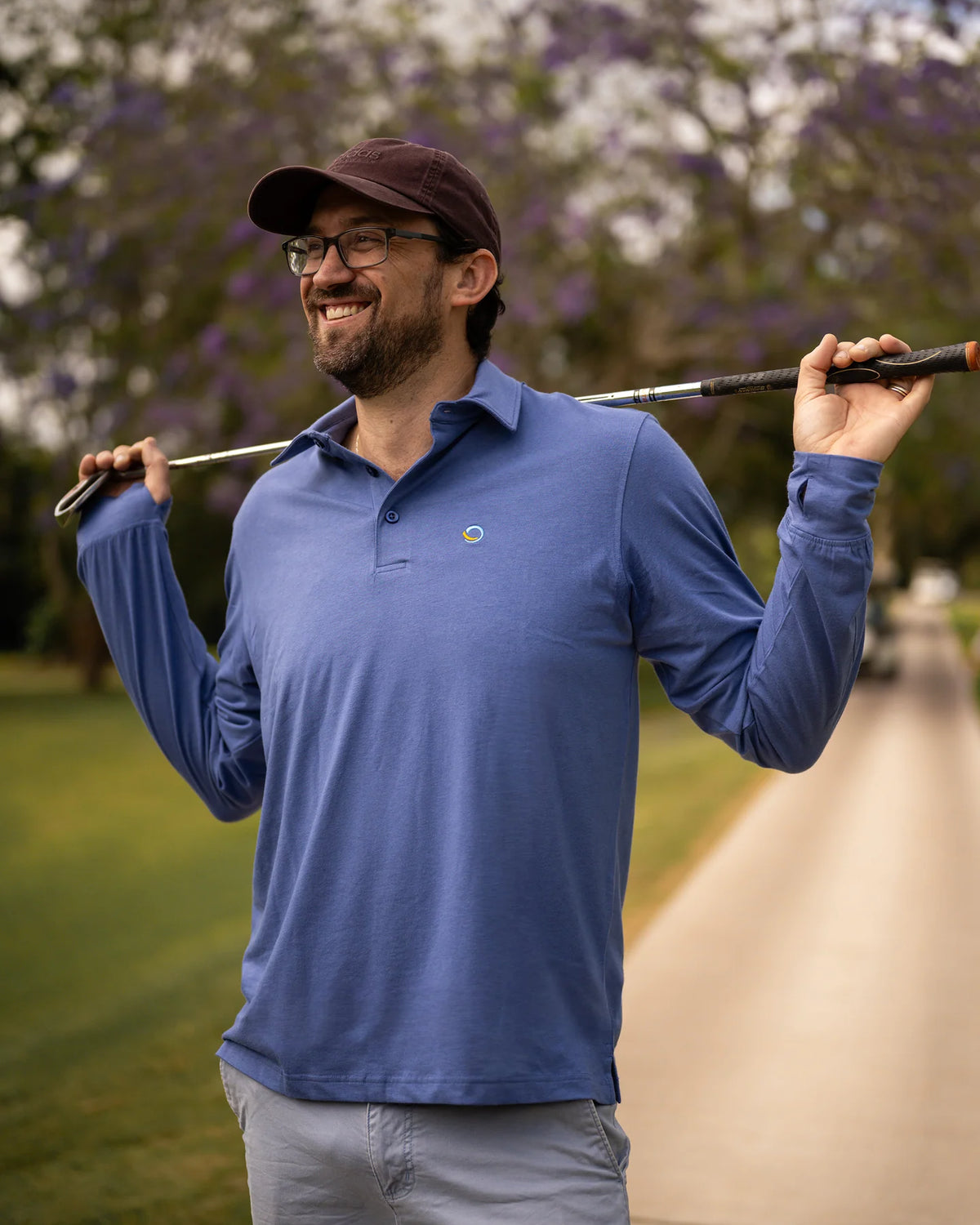 Classic Men Long Sleeve Polo Blue Mens Tops Tusk and Roo