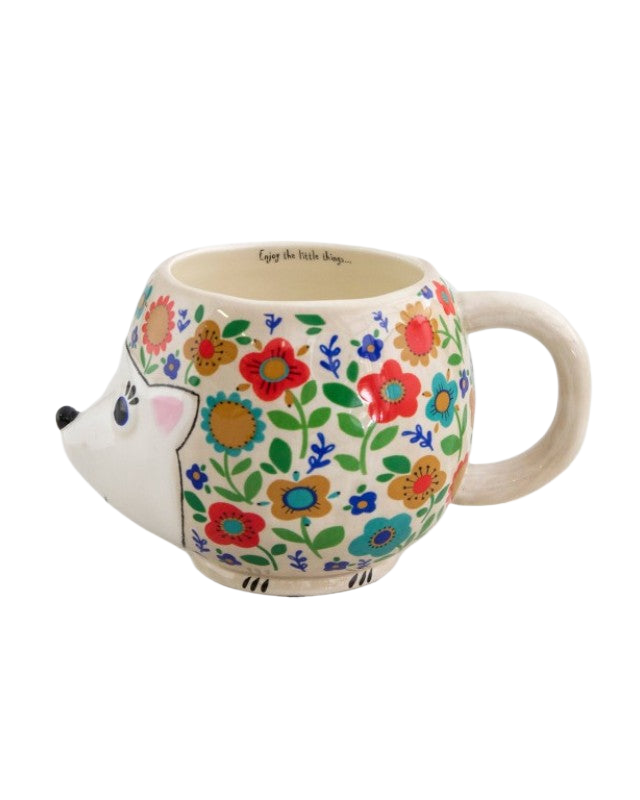 Folk Mug Floral Hedgehog Gifts and Accessories Natural Life