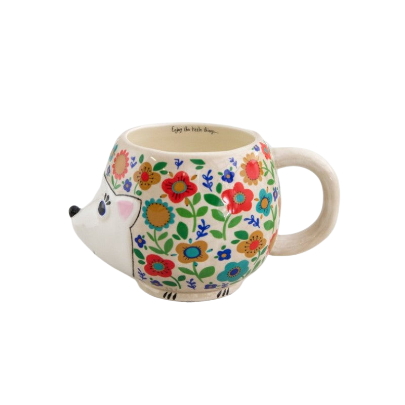 Folk Mug Floral Hedgehog Gifts and Accessories Natural Life
