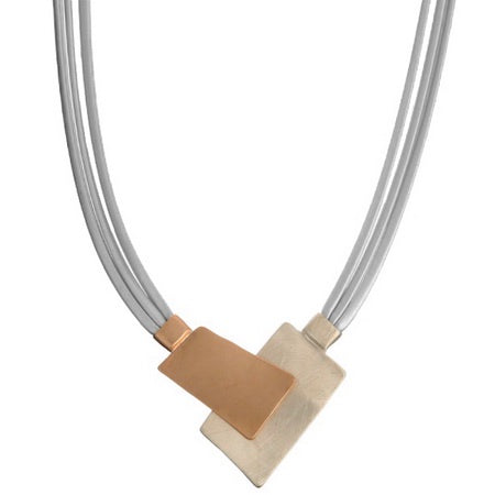 Dual Tone Plate Pendant Cord Necklace Necklaces Sun Accessories