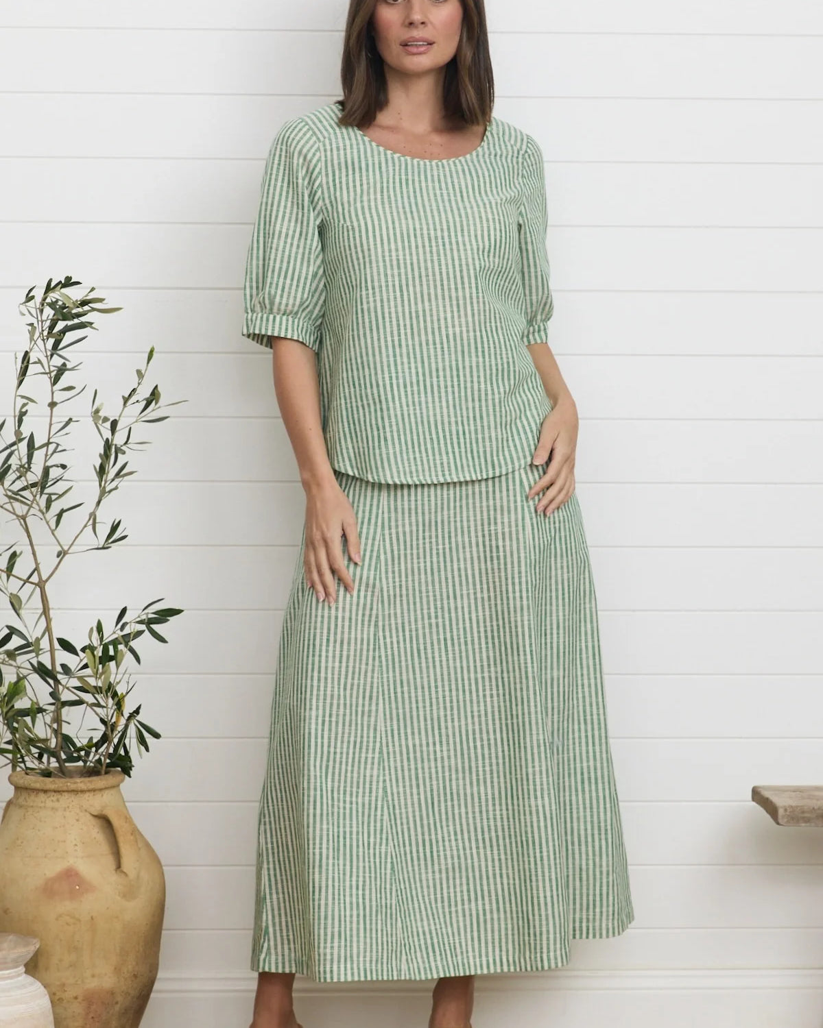 Gigi Top Green Stripe - Global Free Style