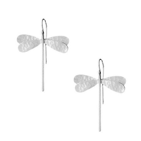 Beaten Dragonfly Earrings Silver Earrings Sun Accessories