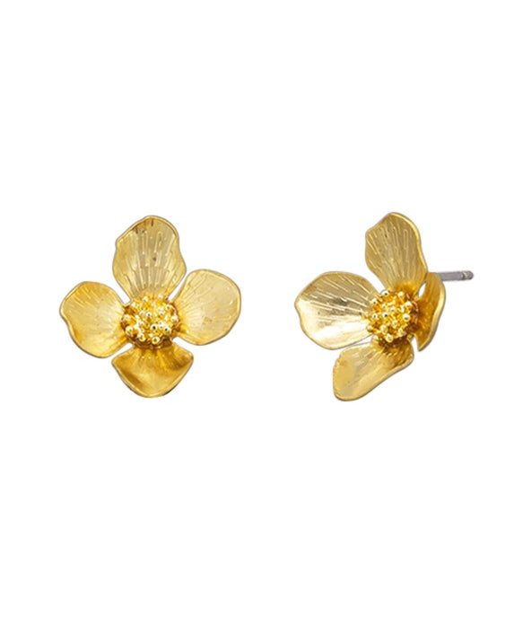 Gold Flower E/R Earrings Tiger Tree