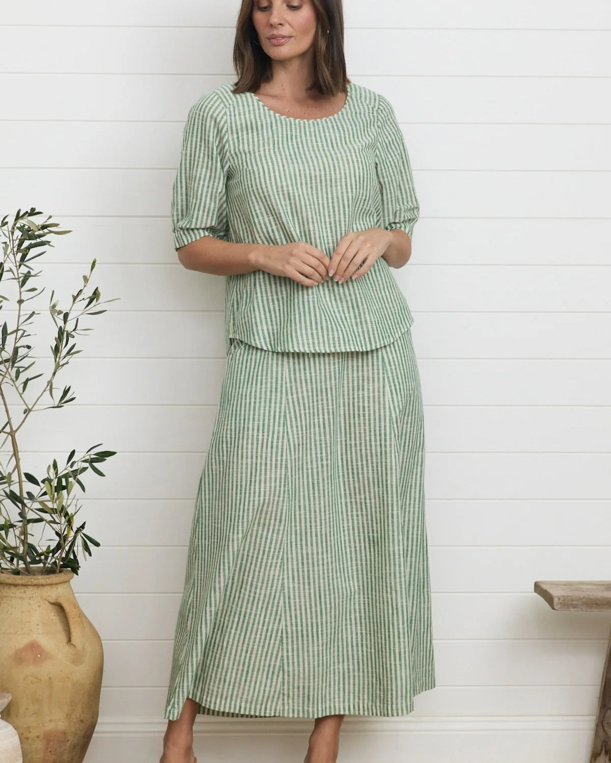 Gigi Top Green Stripe - Global Free Style