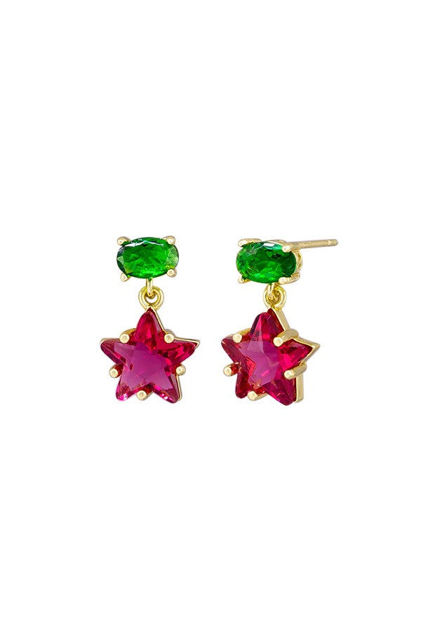 Red Crystal Star E/R Earrings Tiger Tree