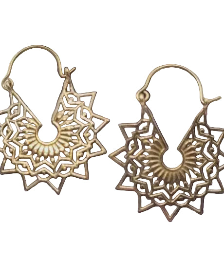 Brass Tribal Boho Earrings Earrings Ombak