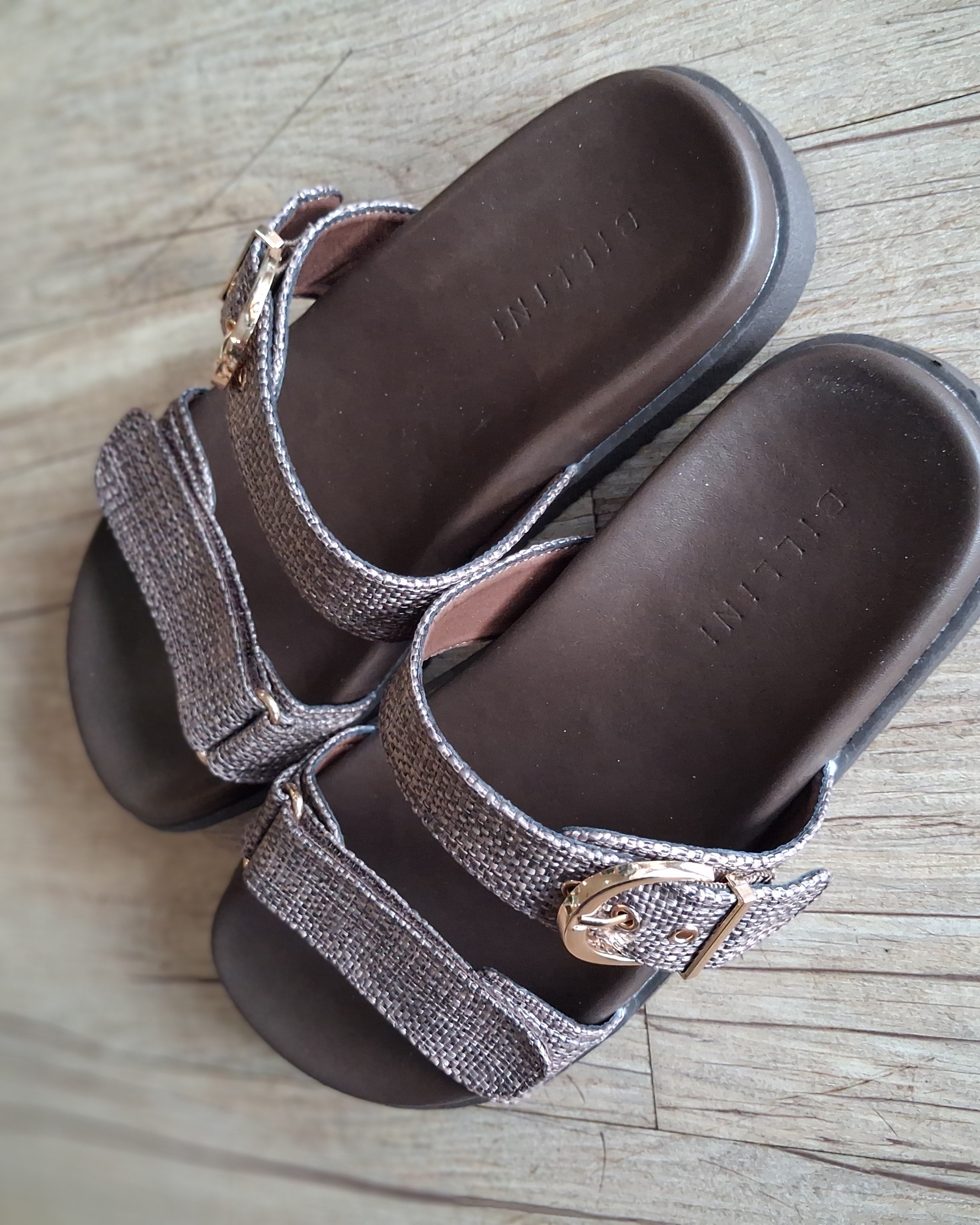Aggie Chocolate Raffia Shoes Billini