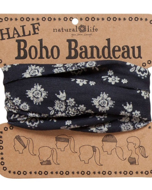 Boho Bandeau Half Black Floral Bandeau Natural Life