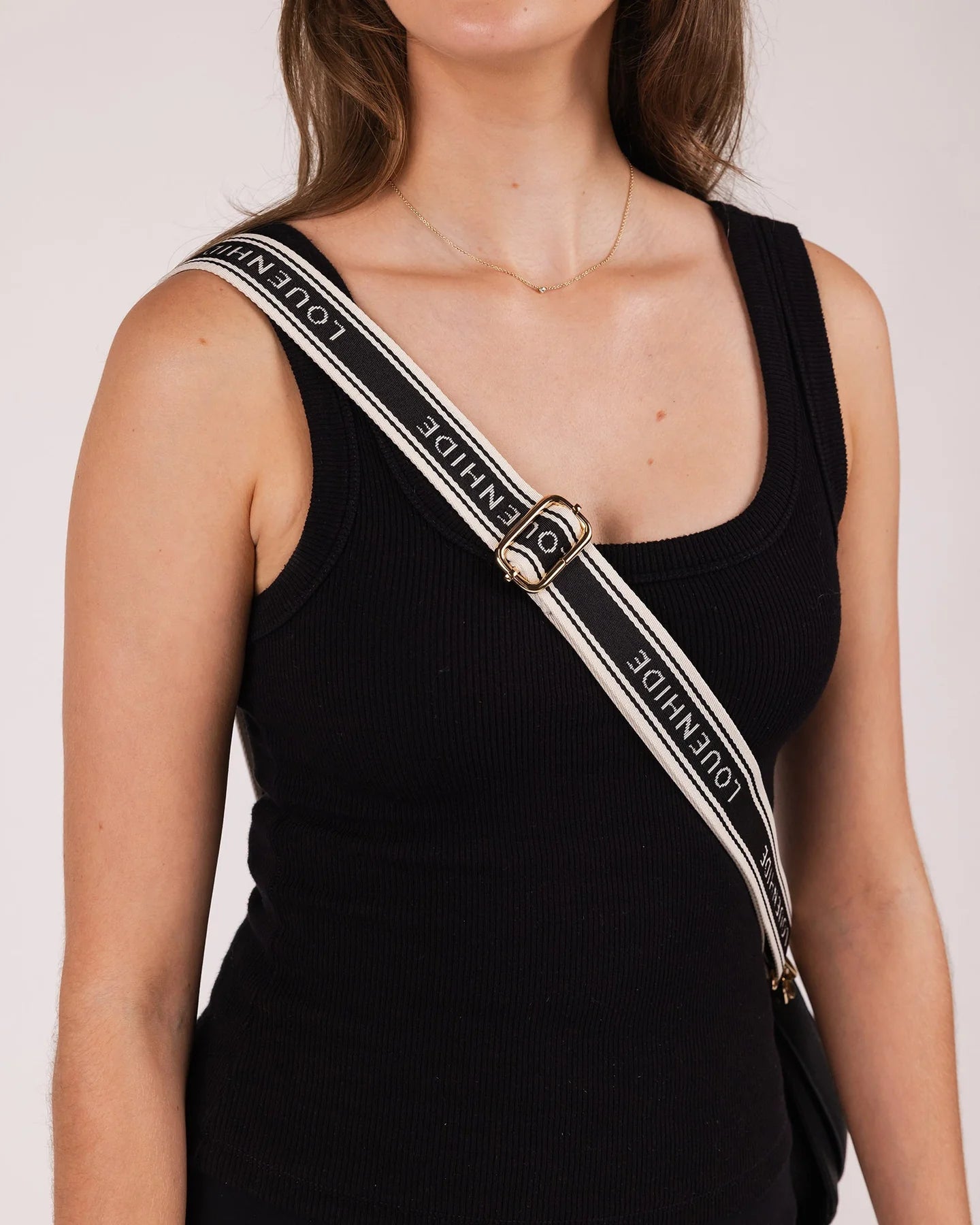 Logo Contrast Bag Strap Black/Cream Bags and Purses Louenhide