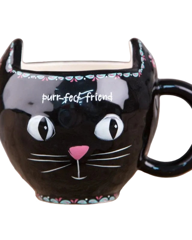 Folk Mug Cat Black Purr-fect Friend Gifts and Accessories Natural Life