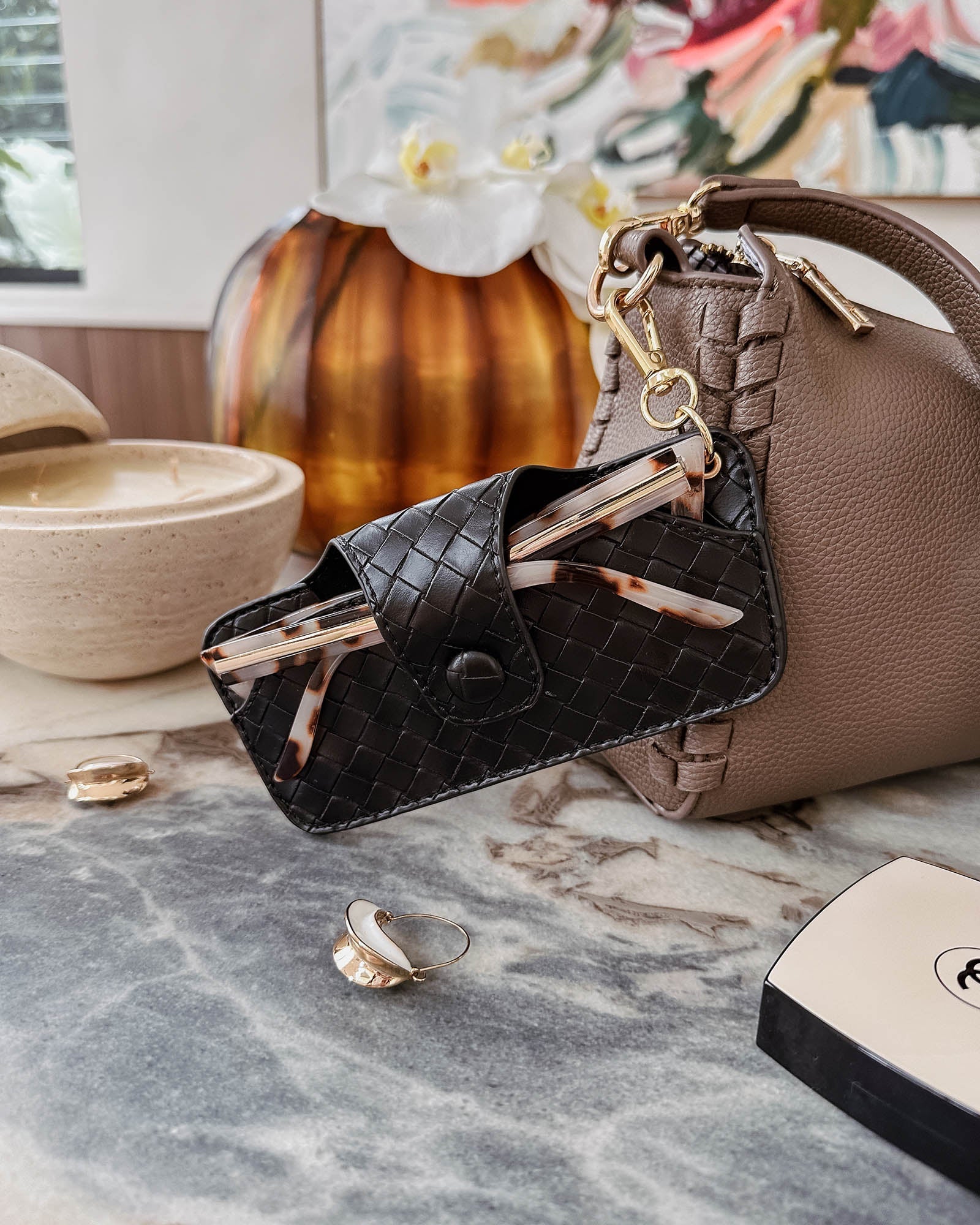 Skittle Sunglass Case Woven Black Sunglasses & Glasses Louenhide