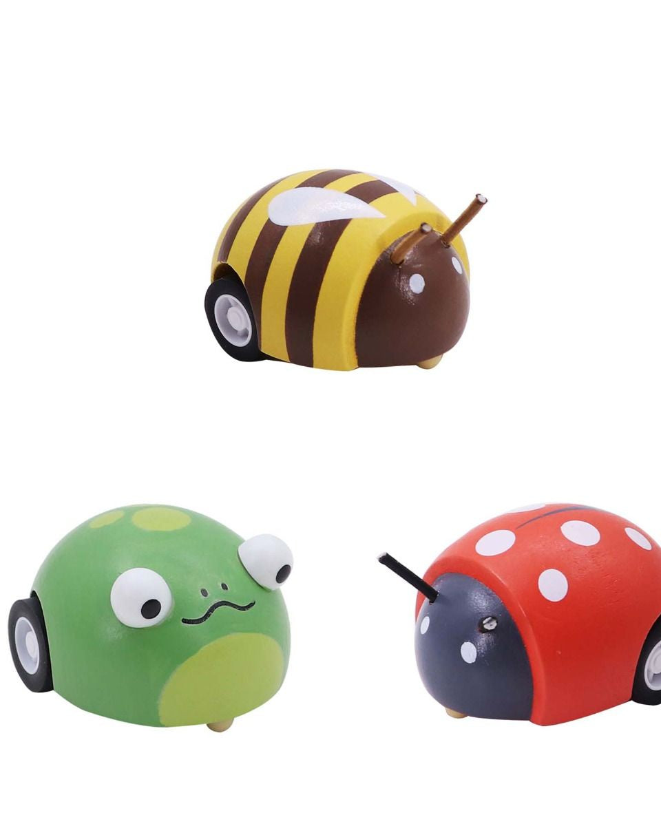 Wooden Pull Back Animal-Bee, Frog and Ladybug Gifts and Accessories ToysLink Frog