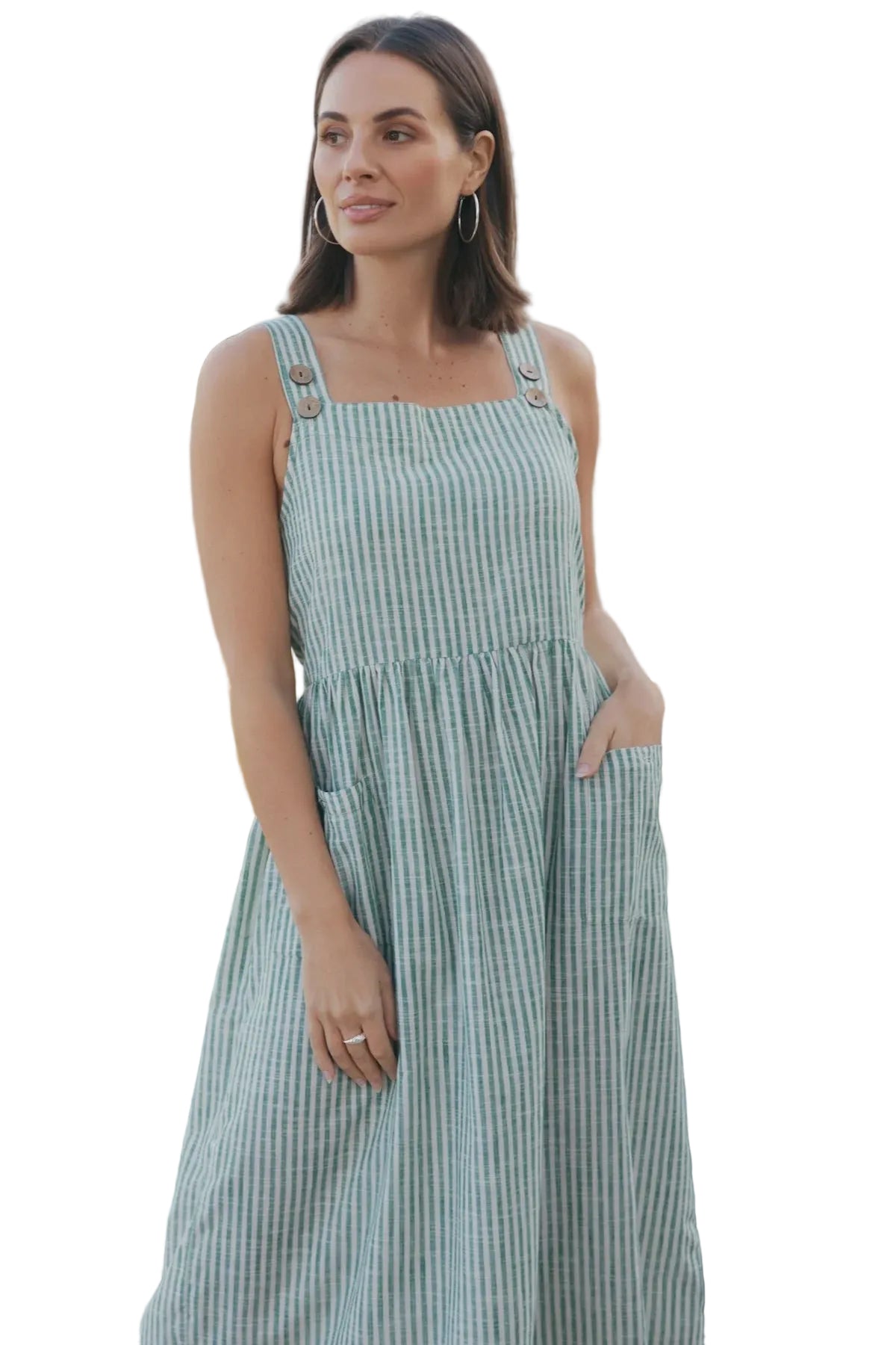 Eadie Dress Green Stripe - Global Free Style