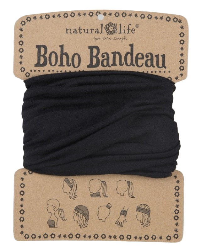 Boho Bandeau Solid Black Bandeau Natural Life