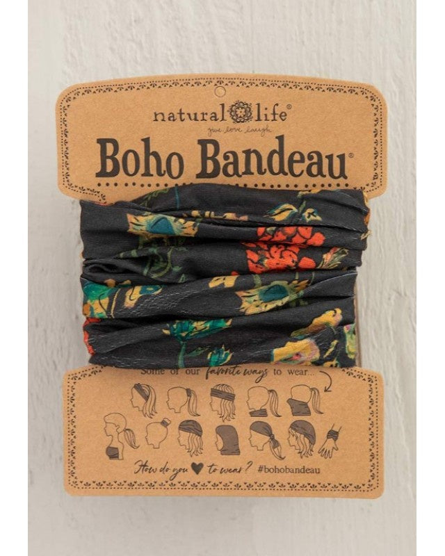 Boho Bandeau Charcoal Floral Bandeau Natural Life