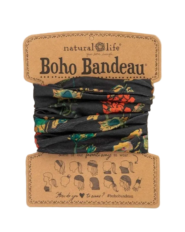 Boho Bandeau Charcoal Floral Bandeau Natural Life