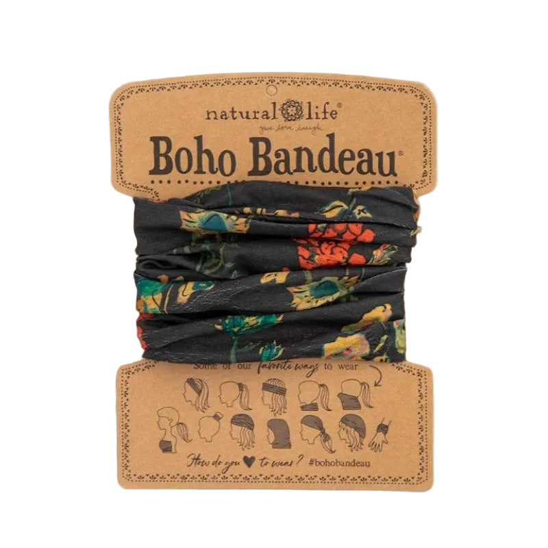Boho Bandeau Charcoal Floral Bandeau Natural Life