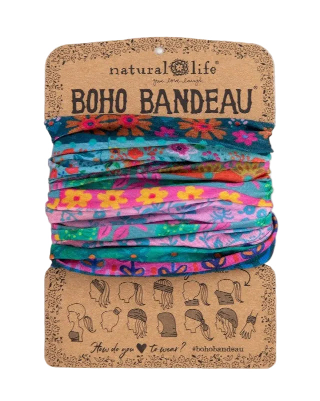 Boho Bandeau Blue/Pink Borders Bandeau Natural Life