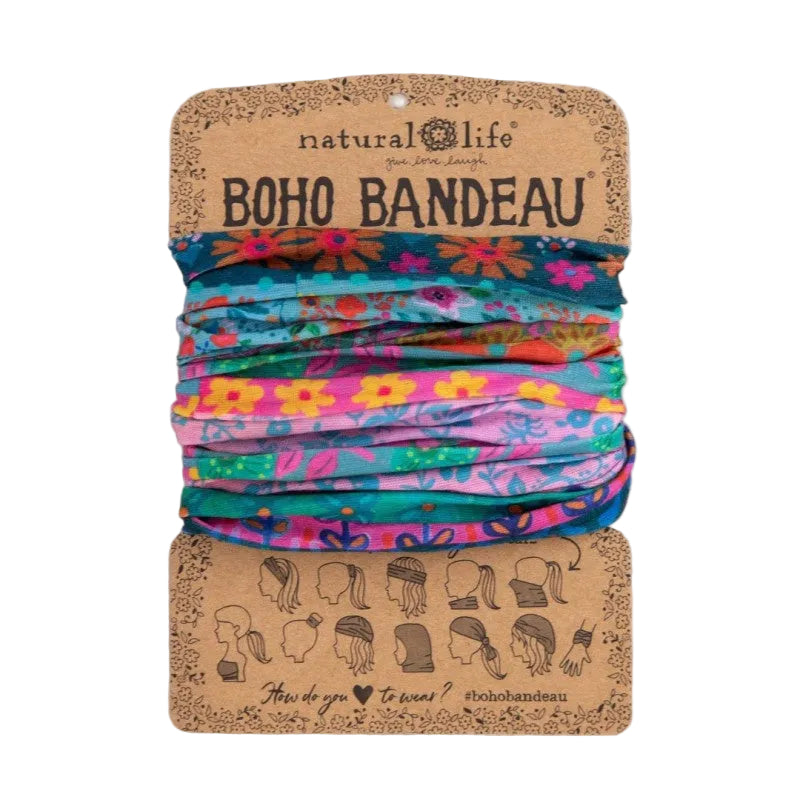 Boho Bandeau Blue/Pink Borders Bandeau Natural Life