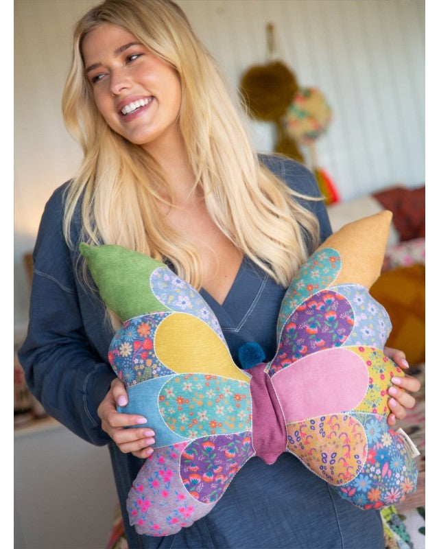 Whimsy Patchwork Pillow Butterfly Gifts and Accessories Natural Life