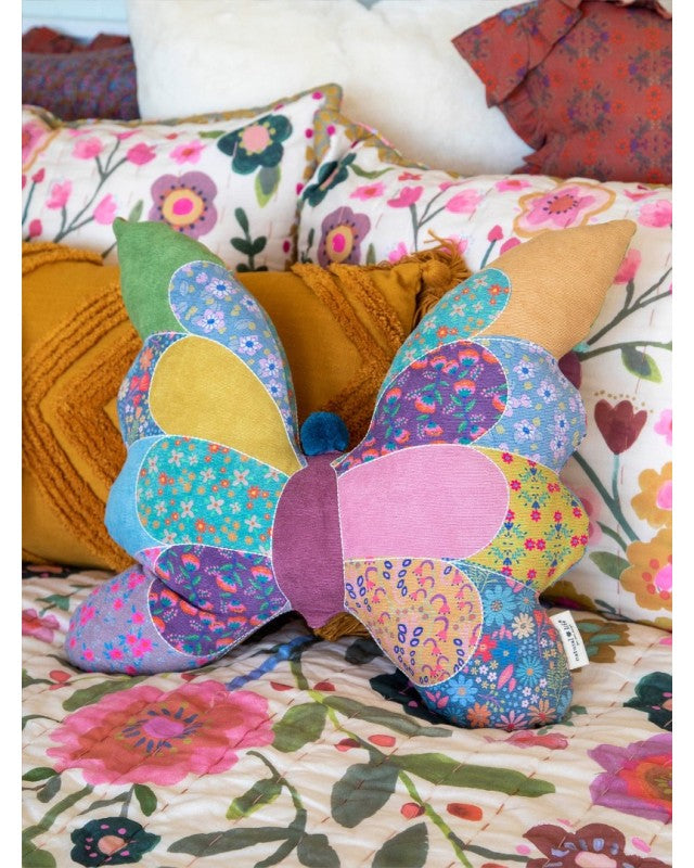 Whimsy Patchwork Pillow Butterfly Gifts and Accessories Natural Life