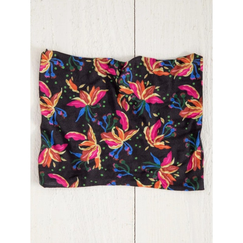 Boho Bandeau Half Tropical Floral Black Bandeau Natural Life