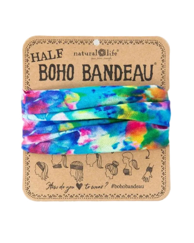 Boho Bandeau Half Blue Rainbow Tie Dye Bandeau Natural Life