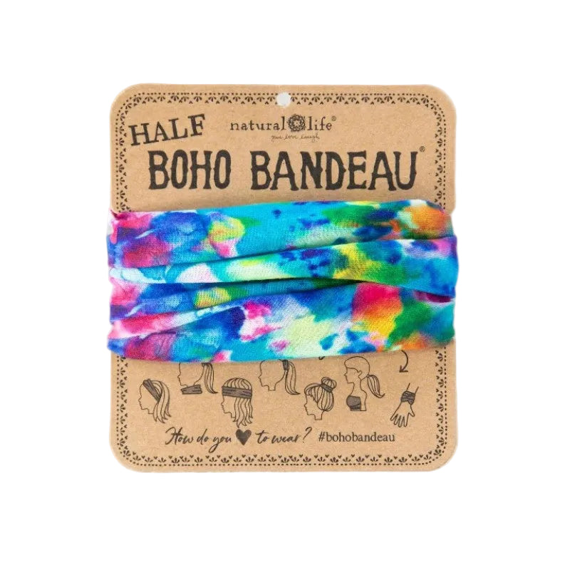 Boho Bandeau Half Blue Rainbow Tie Dye Bandeau Natural Life