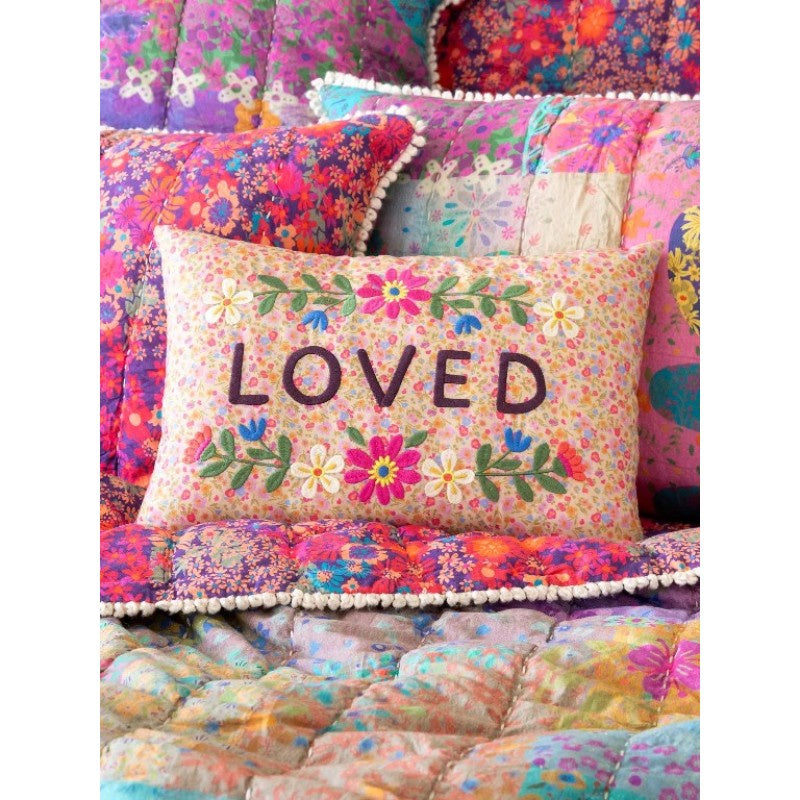 Embroidered Giving Pillow Loved Gifts and Accessories Natural Life