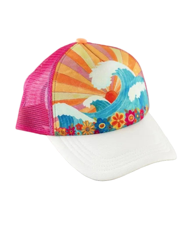 Trucker Hats Orange Waves Gifts and Accessories Natural Life