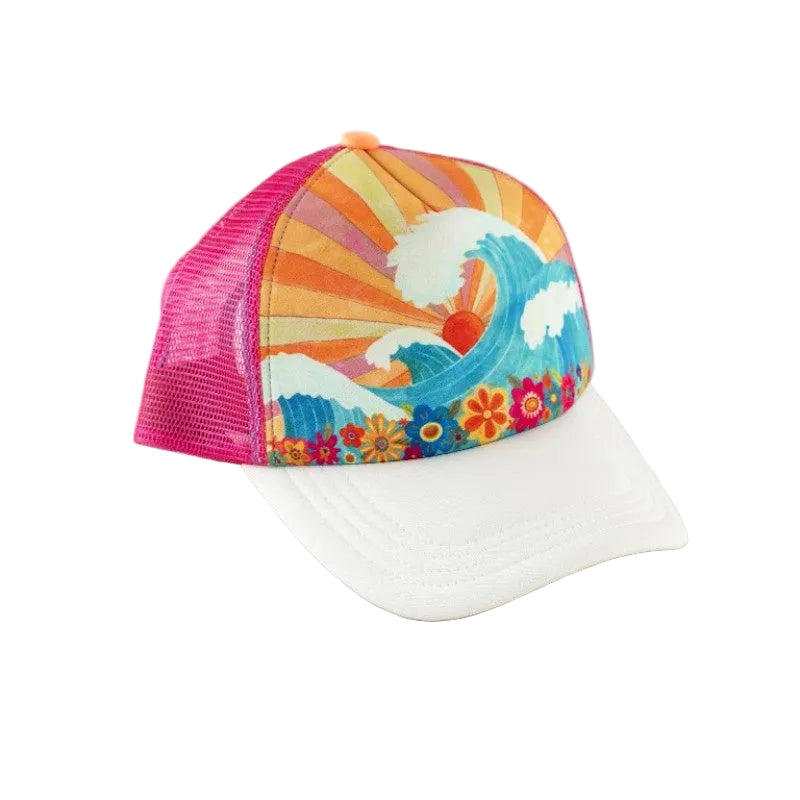 Trucker Hats Orange Waves Gifts and Accessories Natural Life