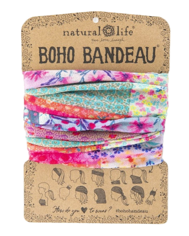 Boho Bandeau Pink Watercolour Patchwork Bandeau Natural Life