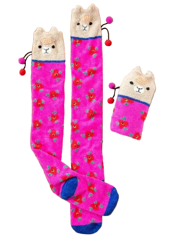 Cozy Socks Over The Knee Llama Hot Pink Socks Natural Life