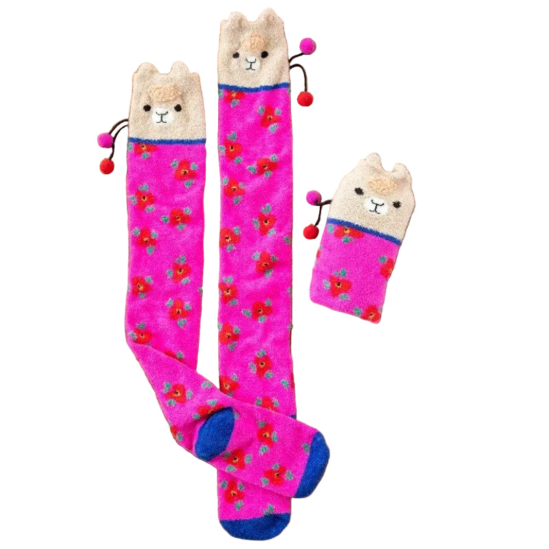 Cozy Socks Over The Knee Llama Hot Pink Socks Natural Life