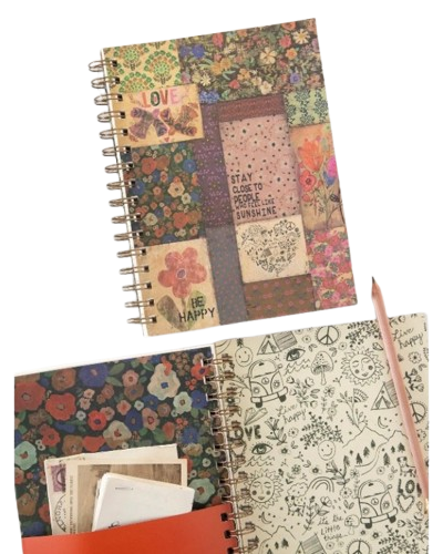Spiral Notebook Patchwork Be Happy Gifts and Accessories Natural Life