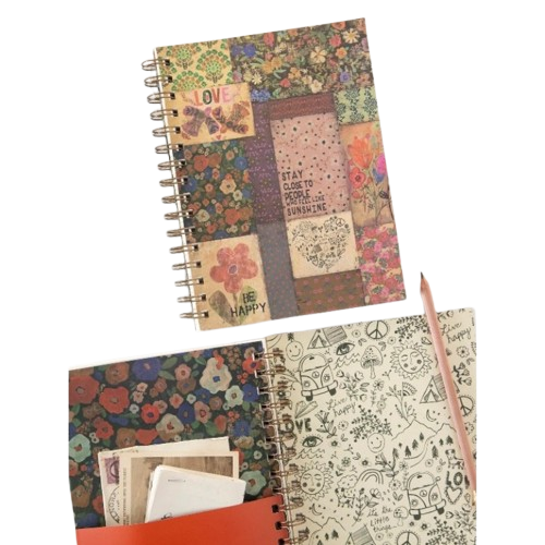 Spiral Notebook Patchwork Be Happy Gifts and Accessories Natural Life