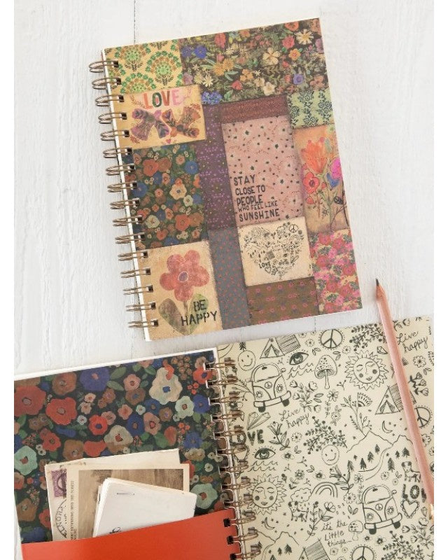 Spiral Notebook Patchwork Be Happy - Global Free Style