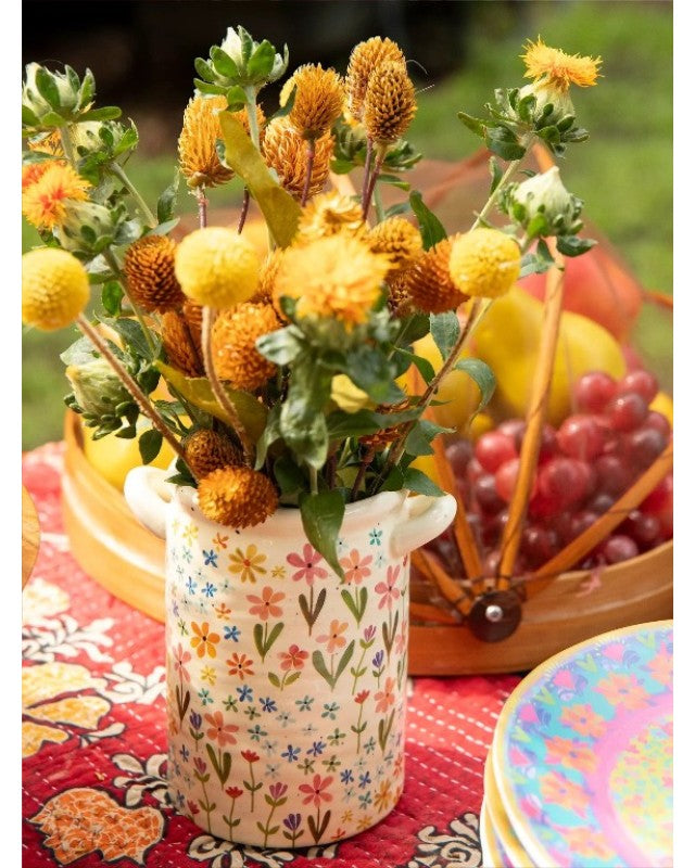 Vase Large Ditsy Cream Floral - Global Free Style