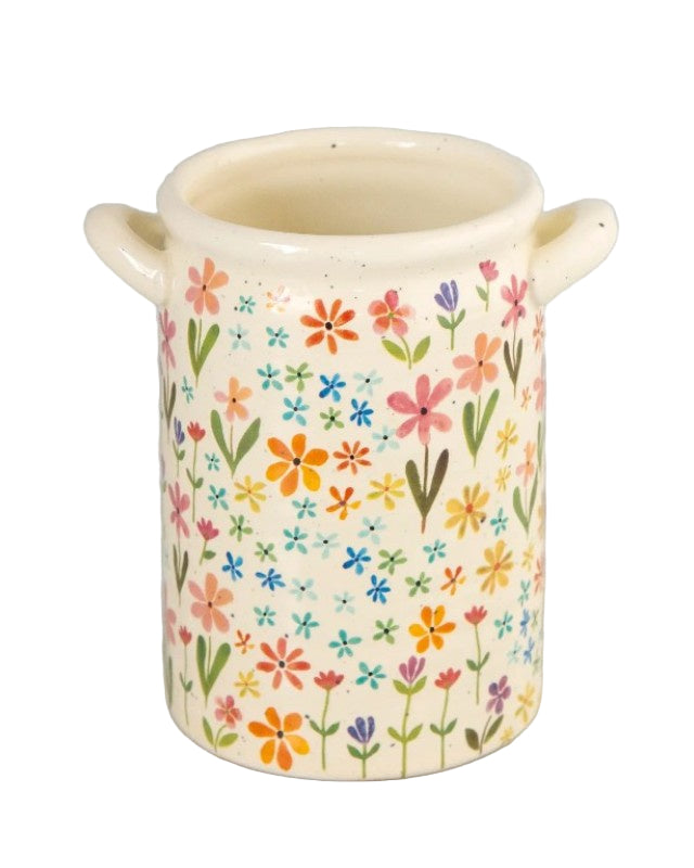 Vase Large Ditsy Cream Floral - Global Free Style