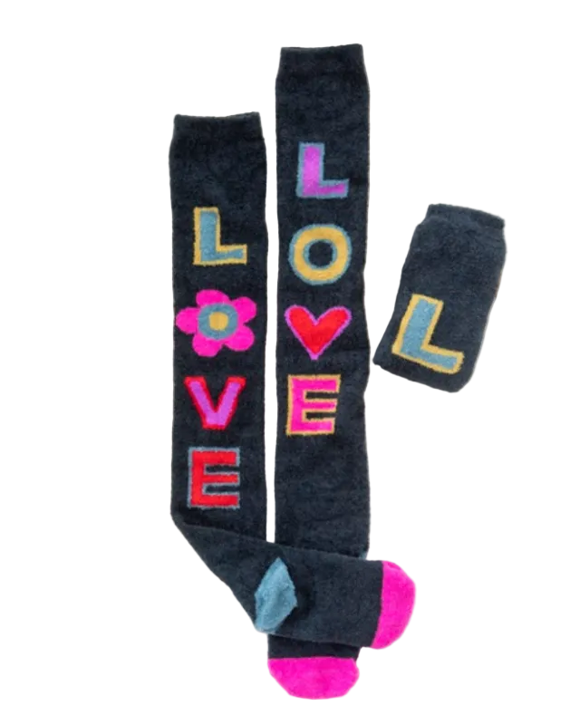 Over The Knee Cozy Socks Navy Love Socks Natural Life