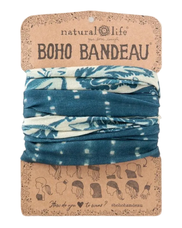 Boho Bandeau Indigo Shibori Stripe Bandeau Natural Life