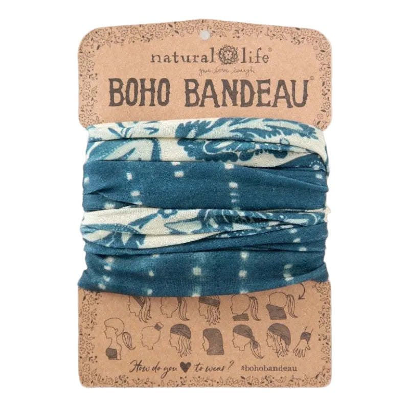 Boho Bandeau Indigo Shibori Stripe Bandeau Natural Life