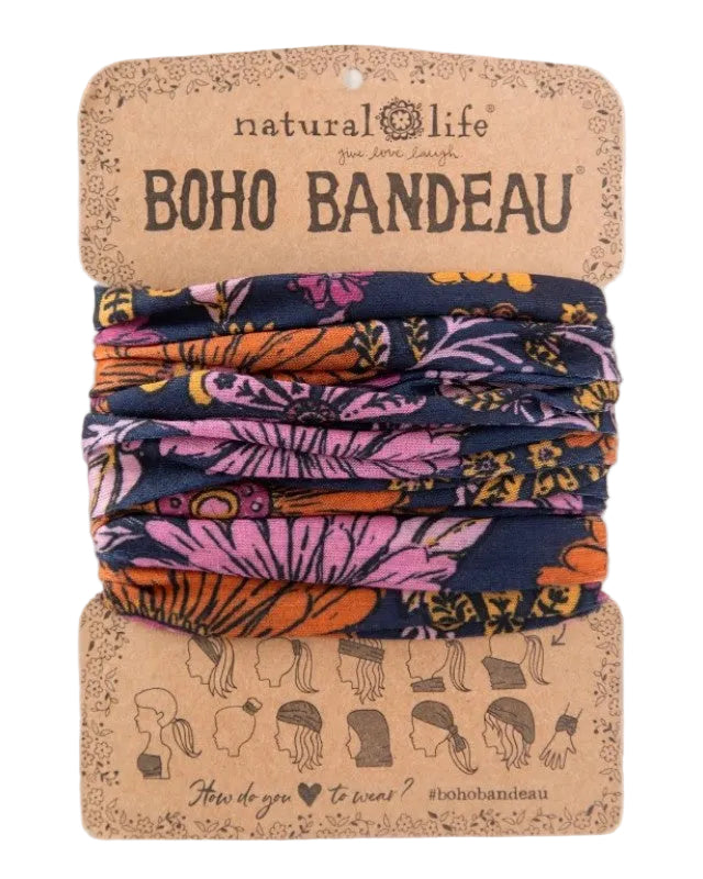 Boho Bandeau Navy Rustic Daisies Bandeau Natural Life