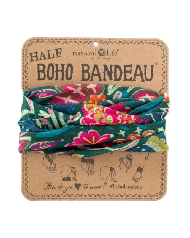 Boho Bandeau Half Green Lined Floral Bandeau Natural Life