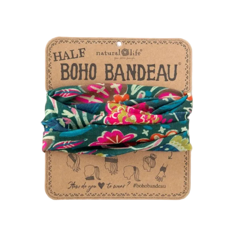 Boho Bandeau Half Green Lined Floral Bandeau Natural Life