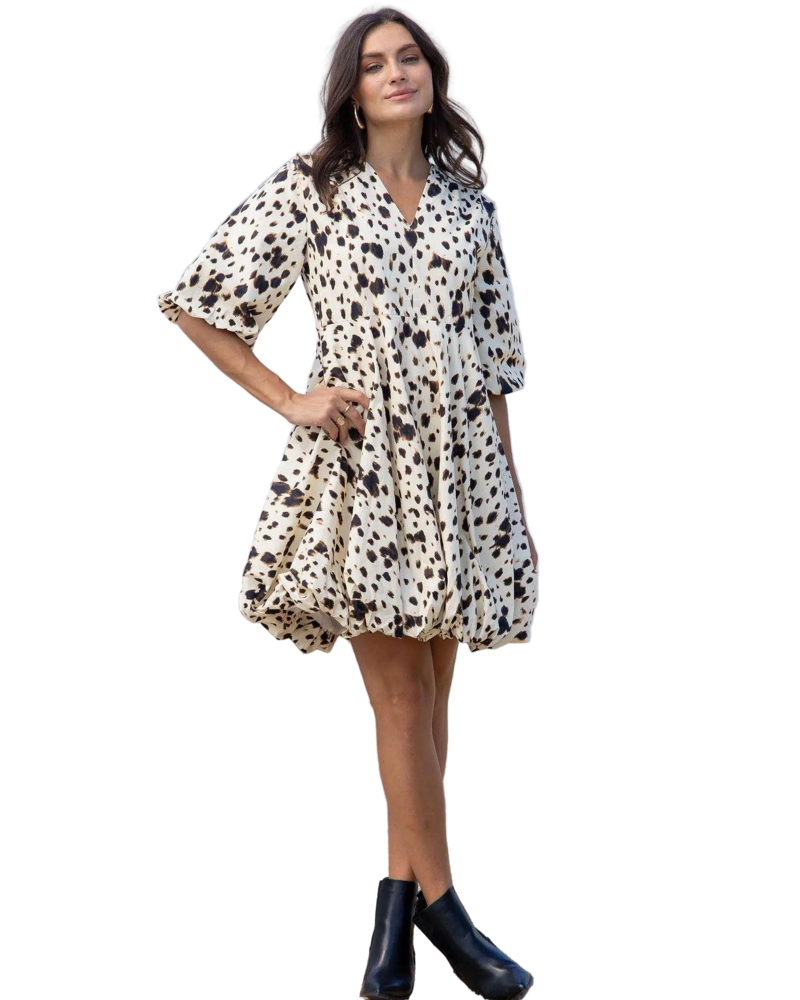 Puff Hem Detail Short Dress Dresses Joops and Gypsy S(8)